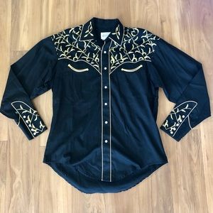 Rockmount Men’s Black and Gold Snap Shirt